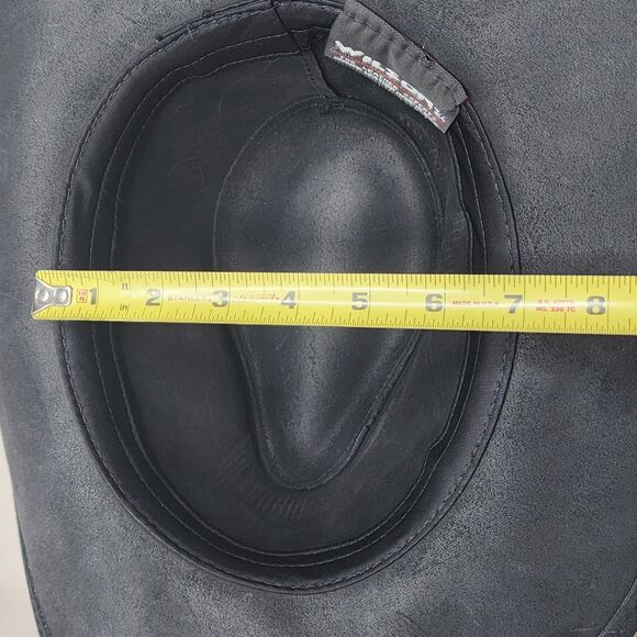 Vintage Wilsons Cowboy Hat Black Leather Outback Western USA Made Size Large - Picture 11 of 11
